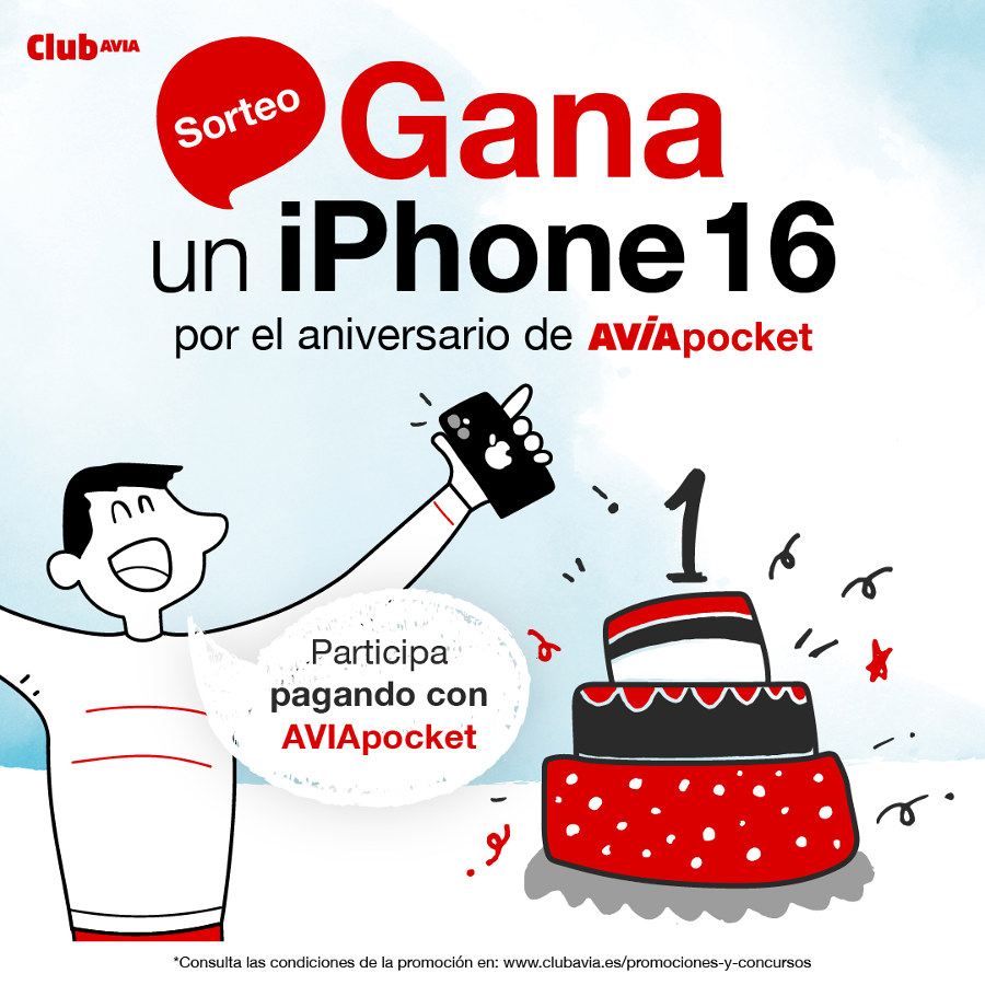 Gana un iPhone 16 con AVIApocket - cartel de la promoción